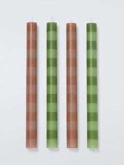 John Lewis x Sanderson Stripe Dinner Candles, Set of 4, Green & Terracotta - view 2, Green & Terracotta