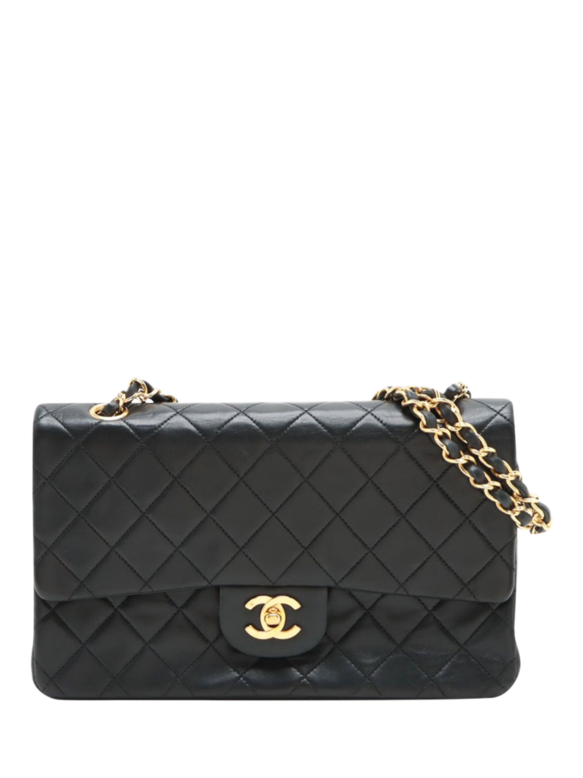 Pre-loved CHANEL Vintage 1989 Medium Lambskin Classic Double Flap Bag, Black