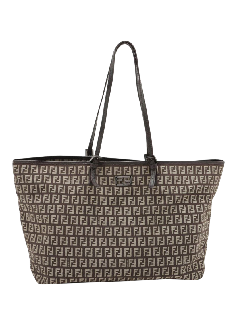Pre-loved Fendi Zucca Canvas and Leather Tote Bag, Brown