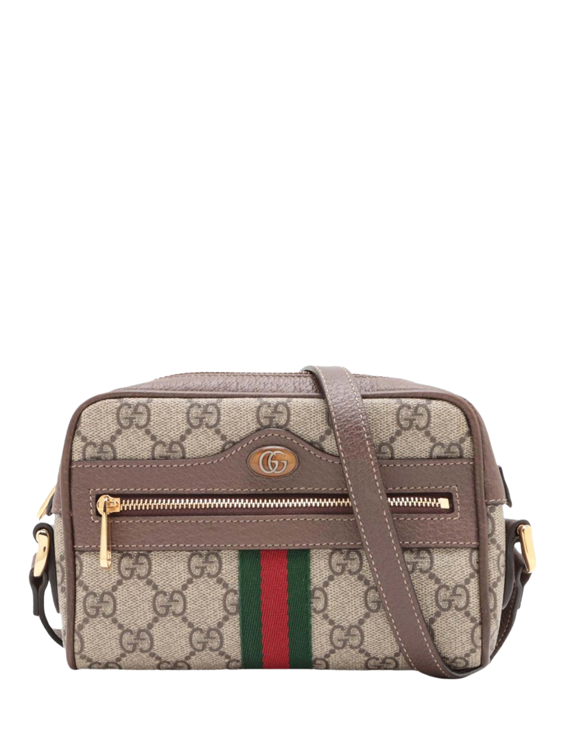 Pre loved GUCCI Ophidia GG Supreme Canvas and Leather Shoulder Bag Brown Multi