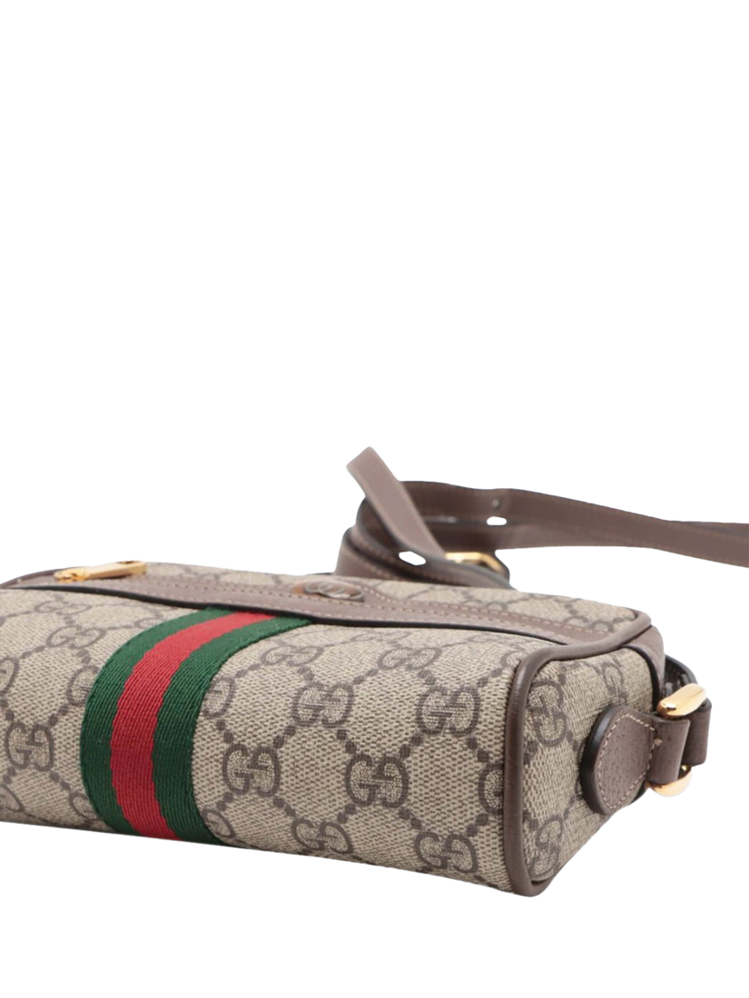 Product image 3 of 9, which shows Pre-loved GUCCI Ophidia GG Supreme Canvas and Leather Shoulder Bag, Brown/Multi