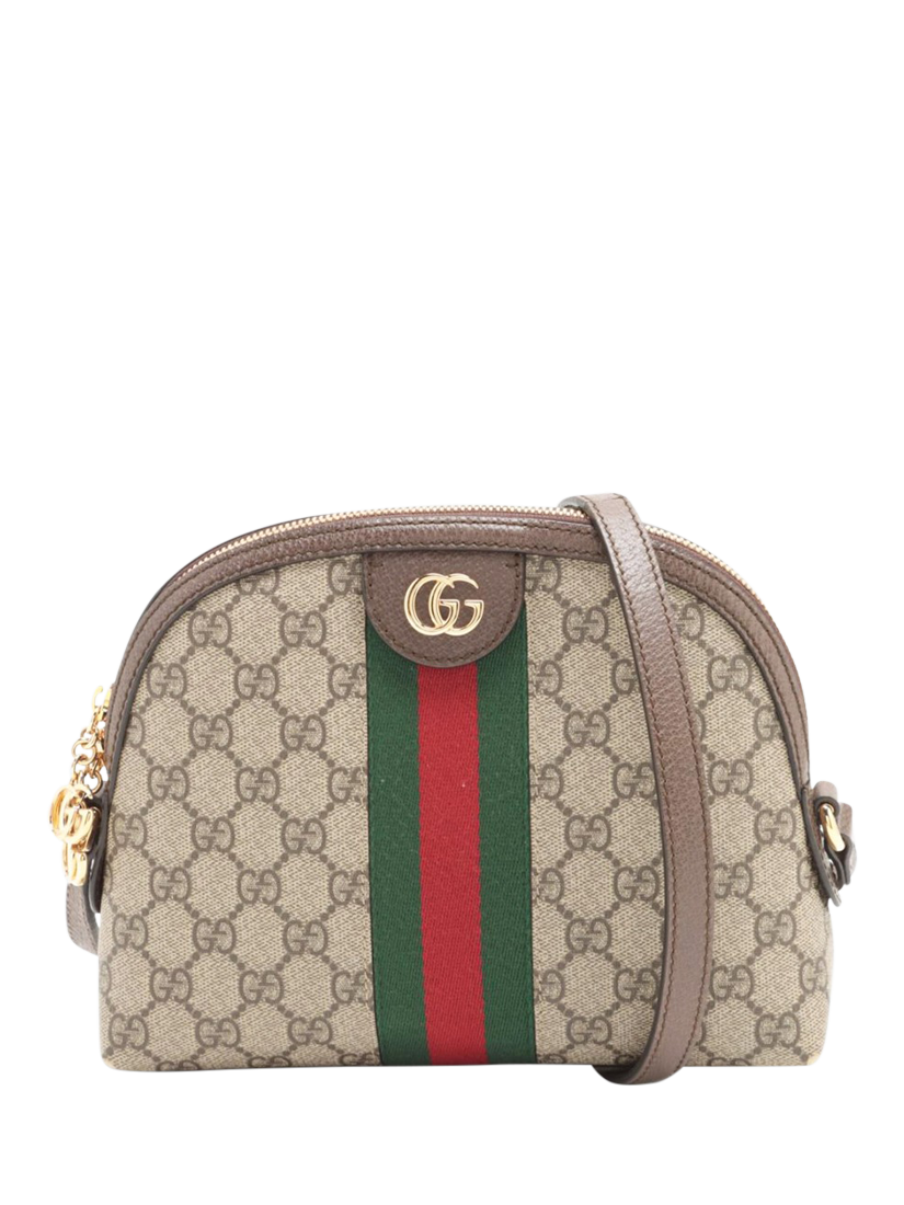 Pre-loved GUCCI Ophidia GG Supreme Canvas and Leather Shoulder Bag, Brown/Multi