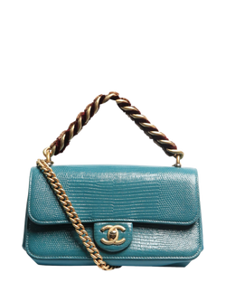 Pre-loved CHANEL 2018 Exotic Flap Shoulder Bag, Green, Green