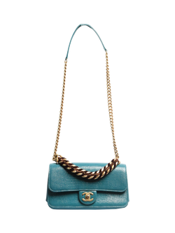 Pre-loved CHANEL 2018 Exotic Flap Shoulder Bag, Green - view 2, Green