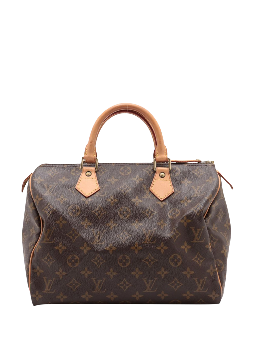 Pre-loved Louis Vuitton 2002 Monogram Speedy 30 Canvas and Leather Grab Bag, Brown
