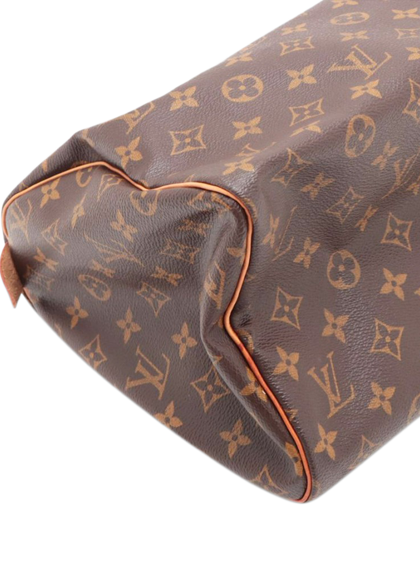 Pre loved Louis Vuitton 1997 Monogram Speedy 30 Canvas and Leather Grab Bag Brown