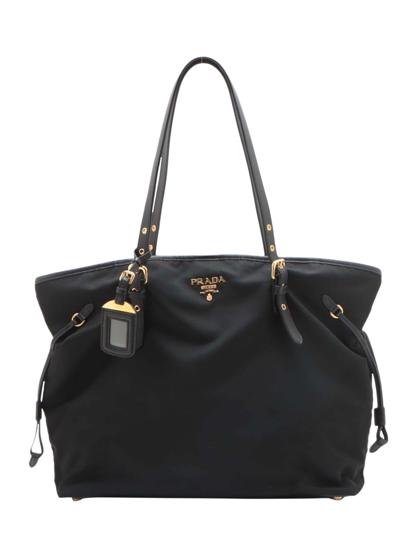 Pre loved Prada Tessuto Nylon Gold Hardware Tote Bag Black