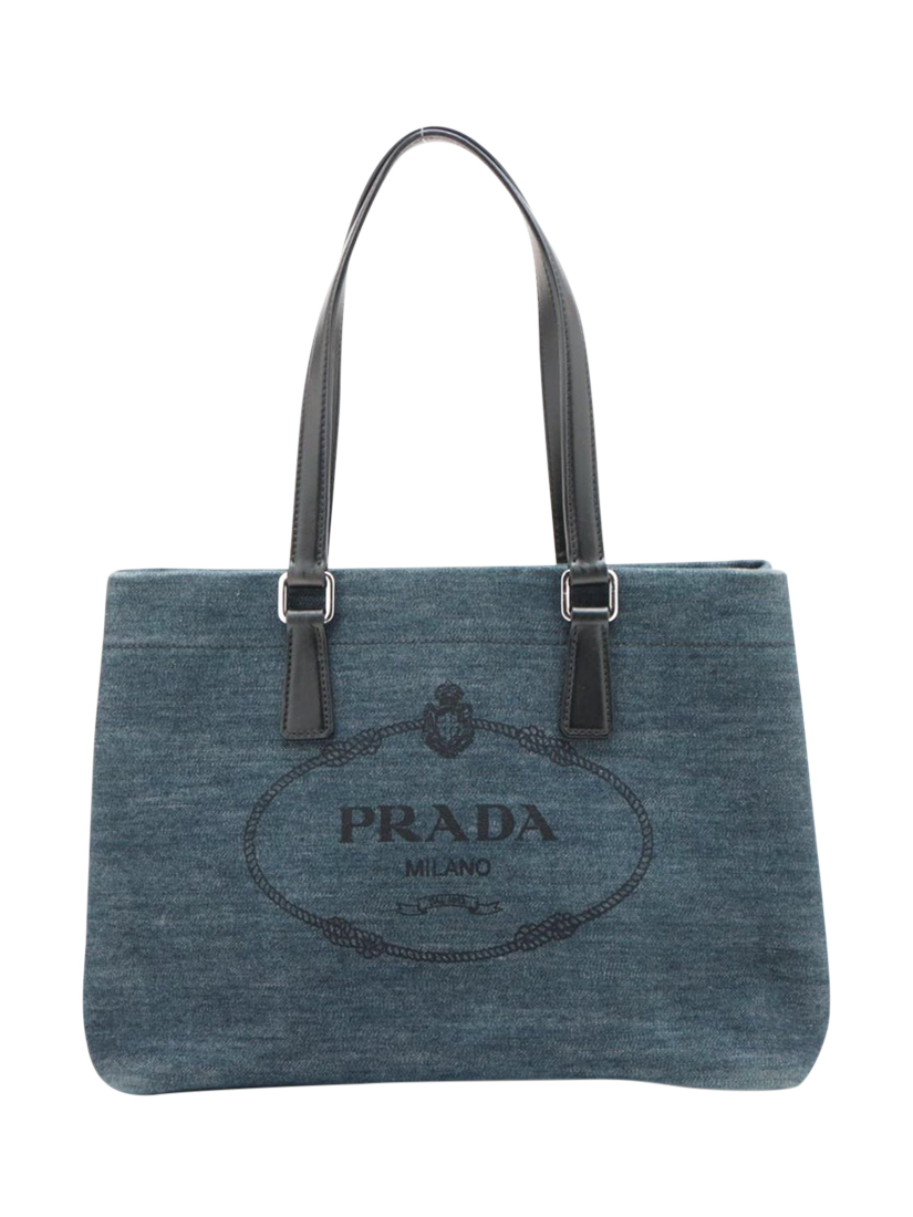 Pre loved Prada Denim Tote Bag Dark Blue