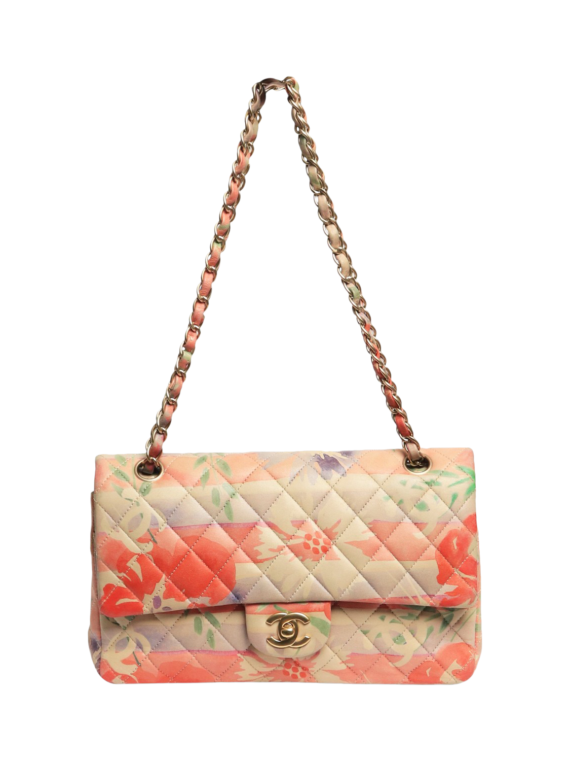 Product image 2 of 10, which shows Pre-loved CHANEL 2009 Medium Lambskin Diamond Quilted Double Flap Bag, Multi