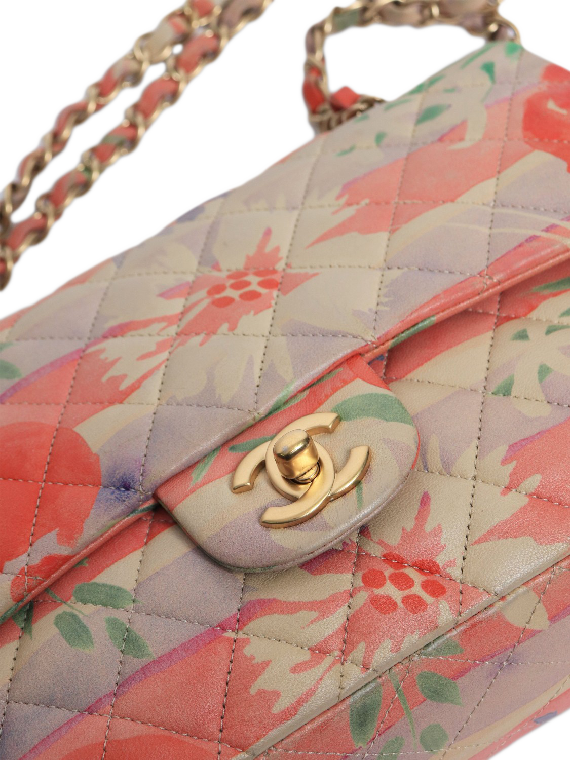 Product image 6 of 10, which shows Pre-loved CHANEL 2009 Medium Lambskin Diamond Quilted Double Flap Bag, Multi