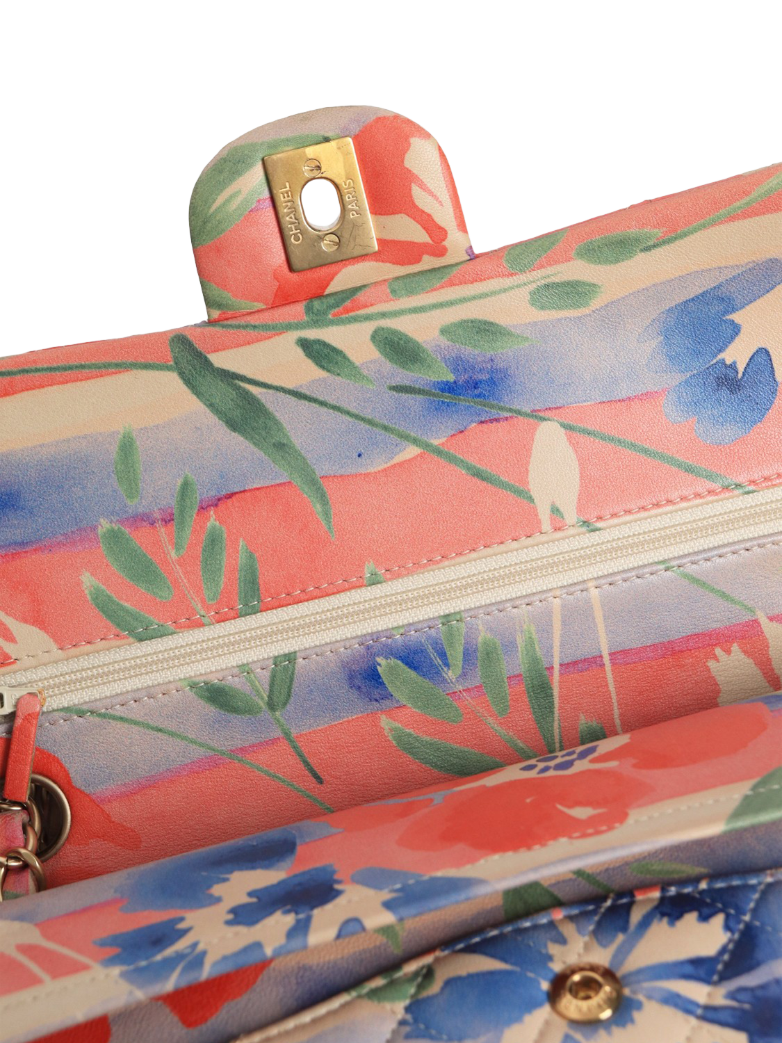 Product image 8 of 10, which shows Pre-loved CHANEL 2009 Medium Lambskin Diamond Quilted Double Flap Bag, Multi