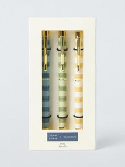 John Lewis x Sanderson Stripe Pens, Set of 3, Multi, Multi