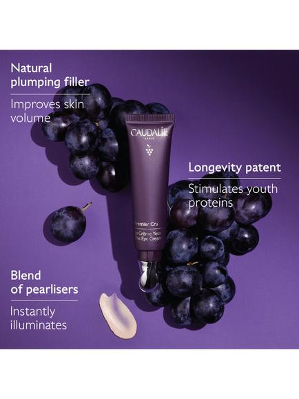 Caudalie Premier Cru Anti-Ageing Eye Cream for Fine Lines and Wrinkles, 15ml - view 2, 