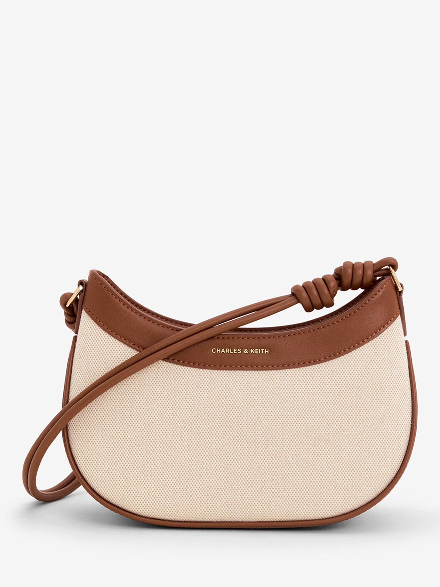 CHARLES KEITH Sabine Canvas Shoulder Bag, Choco
