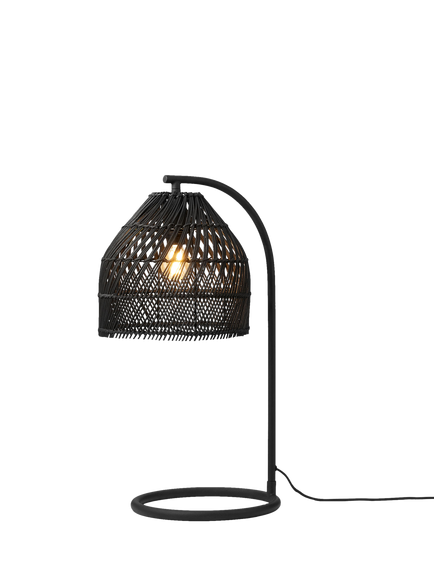 MADE Java Rattan Overreach Table Lamp, Black, Black
