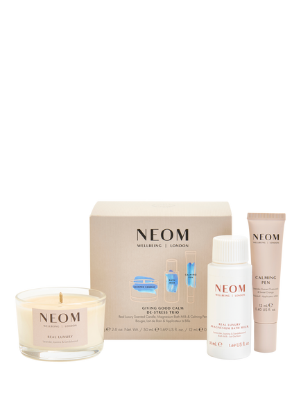 NEOM Wellbeing London Giving Good Calm De-Stress Trio Bodycare Gift Set, 