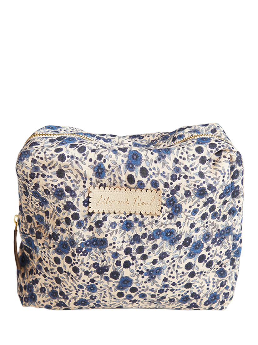 Product image 1 of 1, which shows Lily and Lionel Nola Aster Floral Wash Bag, Blue