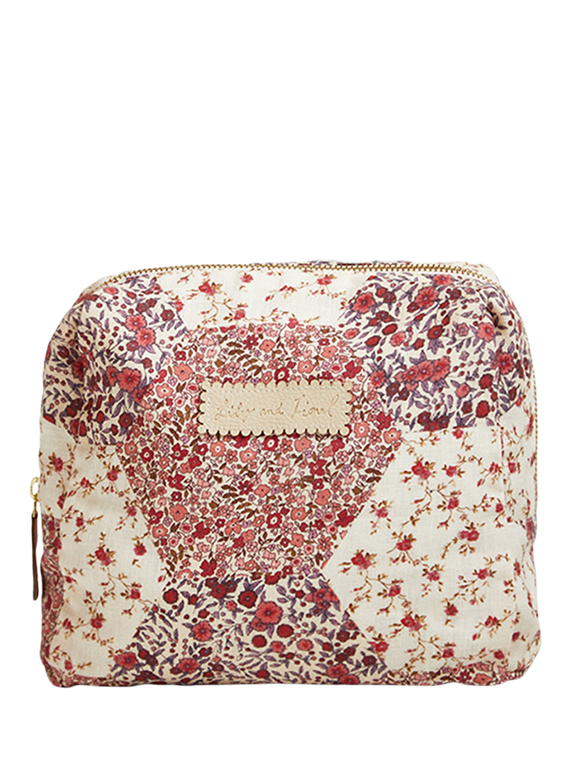 Product image 1 of 1, which shows Lily and Lionel Nola Aster Patchwork Wash Bag, Pink