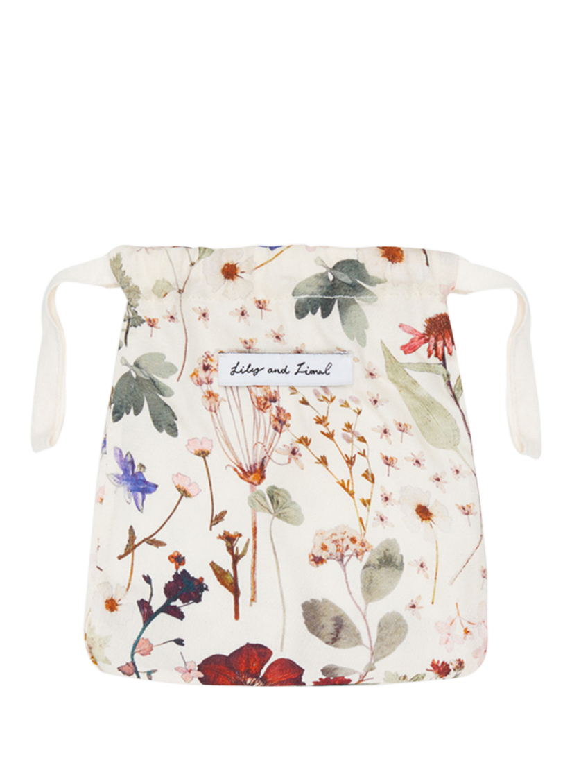 Product image 3 of 4, which shows Lily and Lionel Ella Pressed Floral Eye Mask & Hair Tie Set, Cream