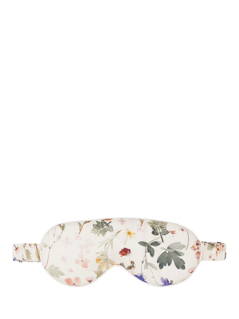 Product image 4 of 4, which shows Lily and Lionel Ella Pressed Floral Eye Mask & Hair Tie Set, Cream