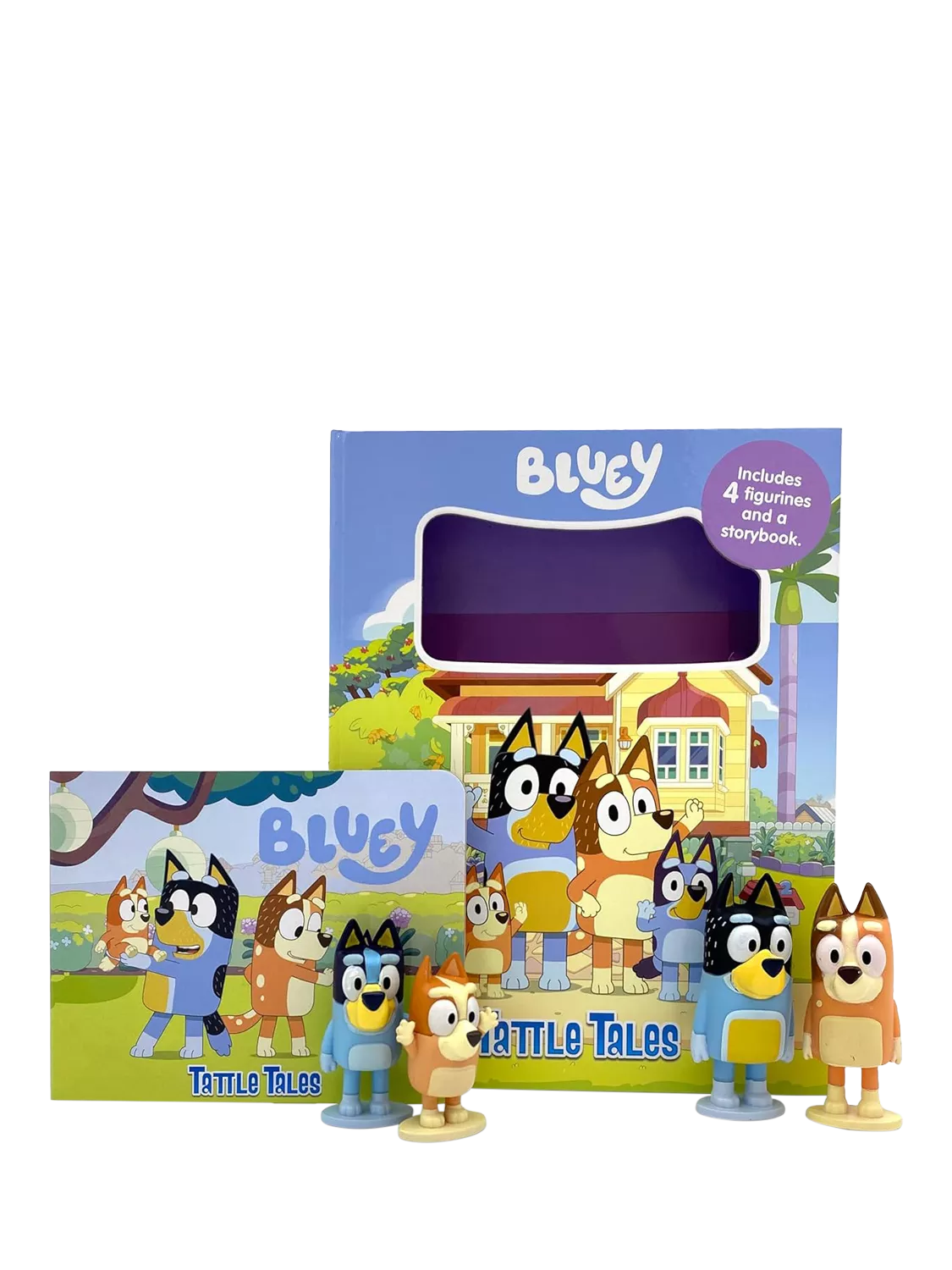 Bluey Tattle Tales Kids' Board Book & 4 Figurines