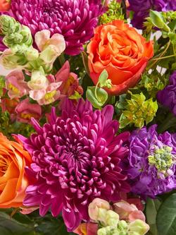 John Lewis Orange & Purple Hand Tied Bouquet & Chocolates - view 2, Blue Royal