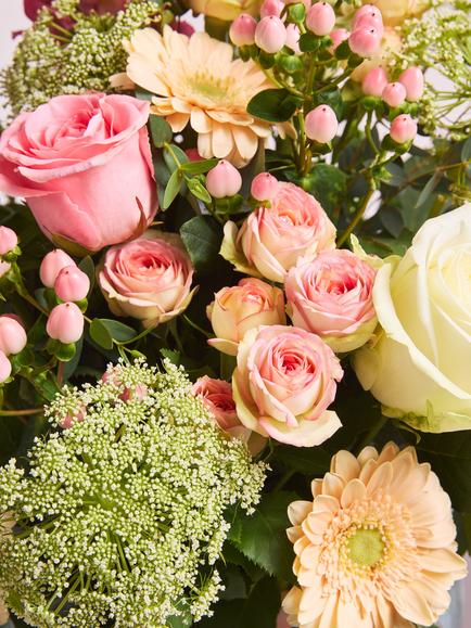 John Lewis Pink & Cream Hand Tied Bouquet & Chocolates - view 2, Blue Royal