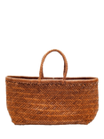 Dragon Diffusion Triple Jump Small Woven Leather Tote Bag, Tan