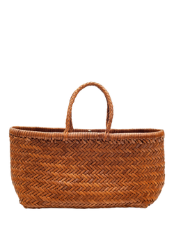 Dragon Diffusion Bamboo Woven Leather Large Tote Bag, Tan