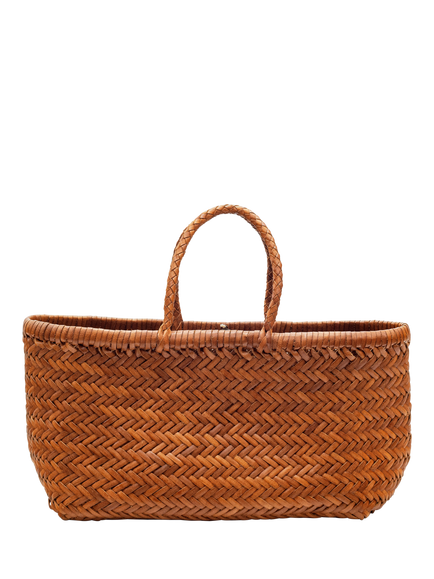 Dragon Diffusion Bamboo Woven Leather Large Tote Bag, Tan
