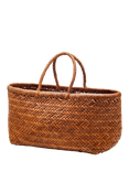 Dragon Diffusion Triple Jump Small Woven Leather Tote Bag, Tan