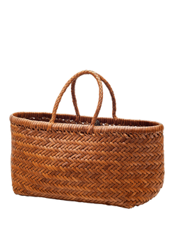 Dragon Diffusion Bamboo Woven Leather Large Tote Bag - view 2, Tan