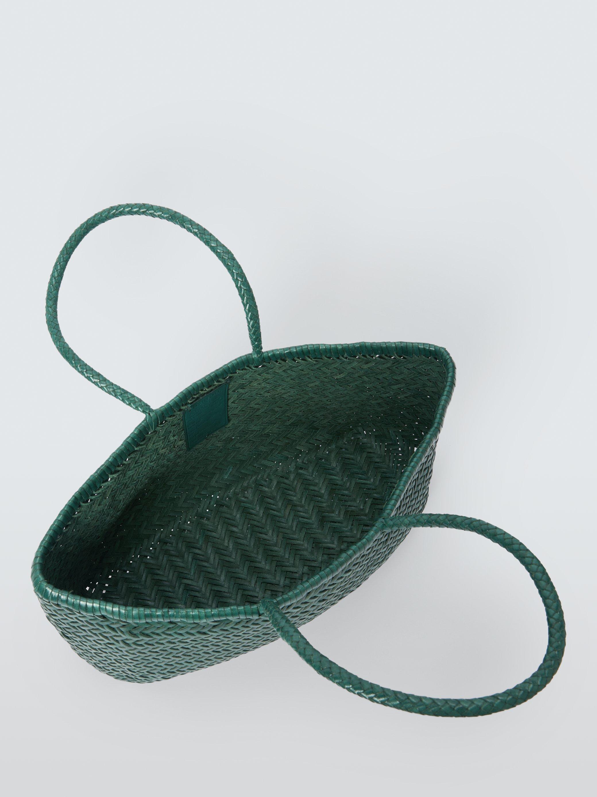 Product image 4 of 5, which shows Dragon Diffusion Bamboo Woven Leather Large Tote Bag, Green