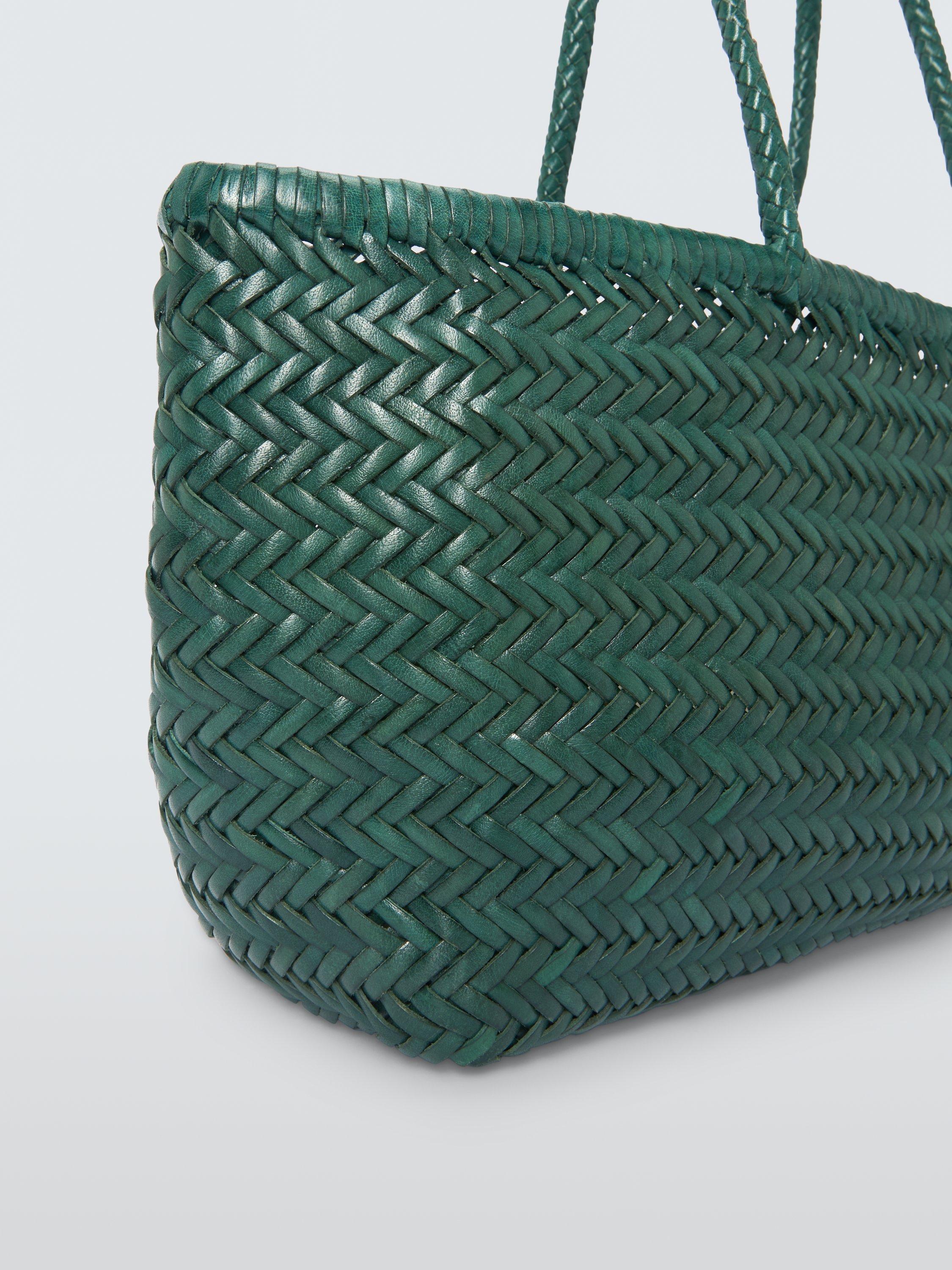 Product image 5 of 5, which shows Dragon Diffusion Bamboo Woven Leather Large Tote Bag, Green