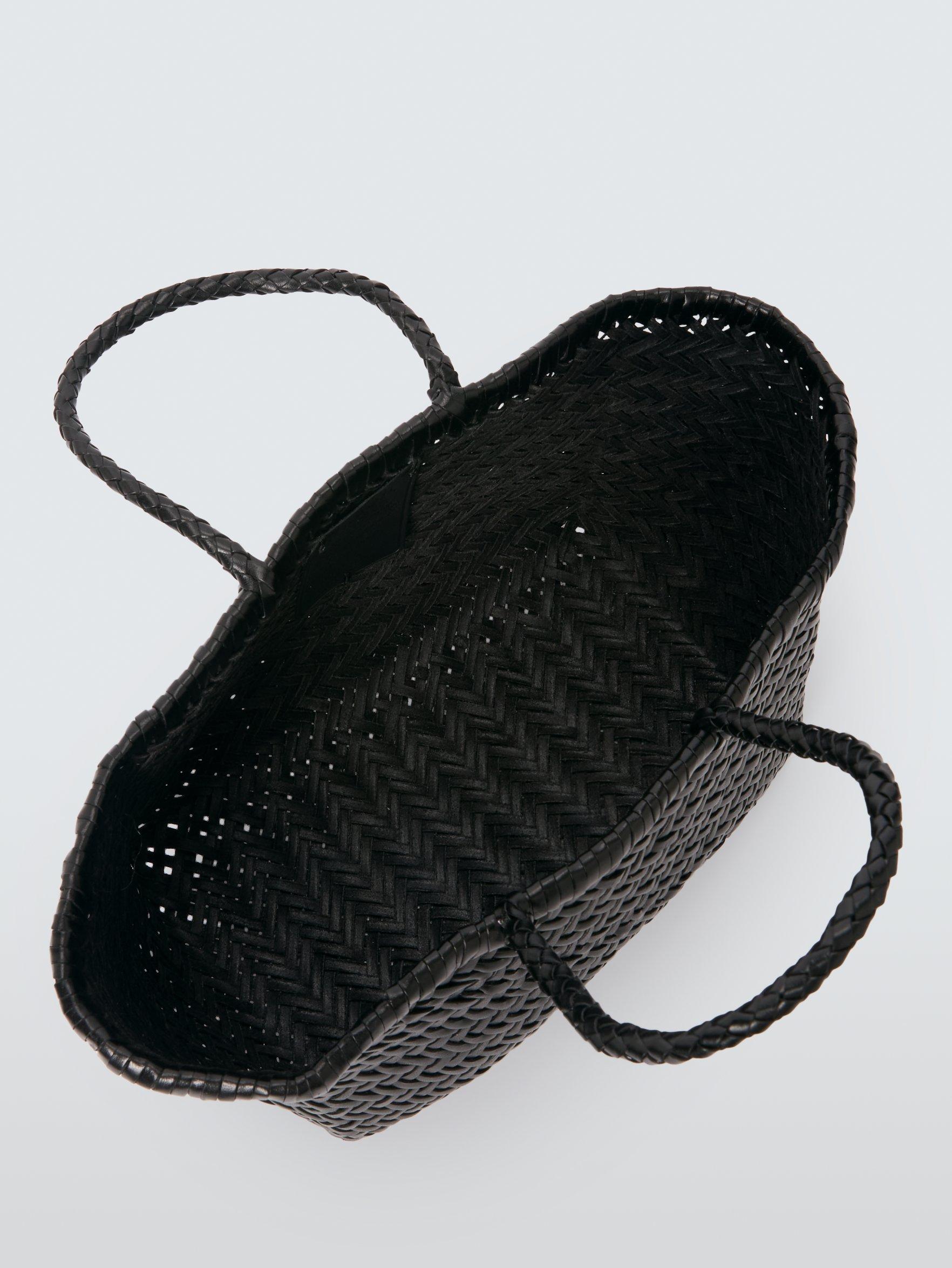 Product image 5 of 6, which shows Dragon Diffusion Bamboo Woven Leather Small Tote Bag, Black