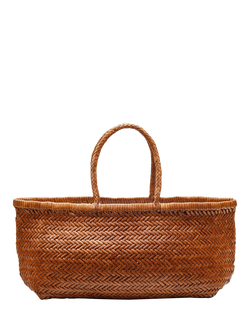 Dragon Diffusion Bamboo Woven Leather Small Tote Bag, Tan