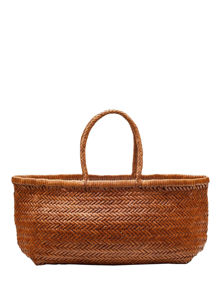 Dragon Diffusion Bamboo Woven Leather Small Tote Bag, Tan