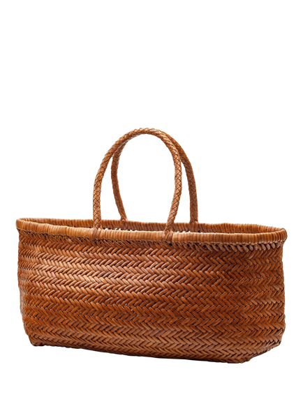 Dragon Diffusion Bamboo Woven Leather Small Tote Bag - view 2, Tan