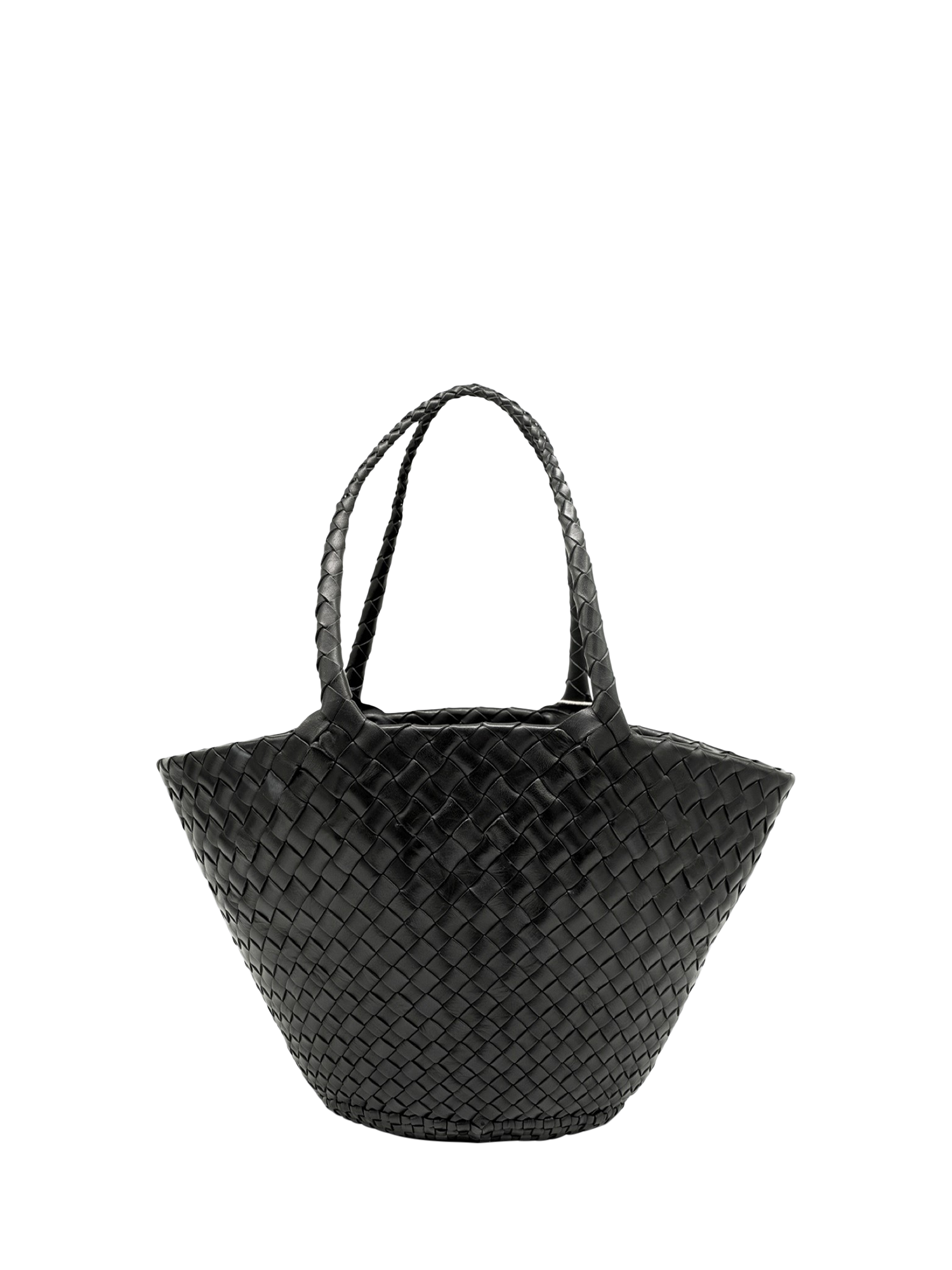 Product image 1 of 2, which shows Dragon Diffusion Egola Woven Leather Tote Bag, Black