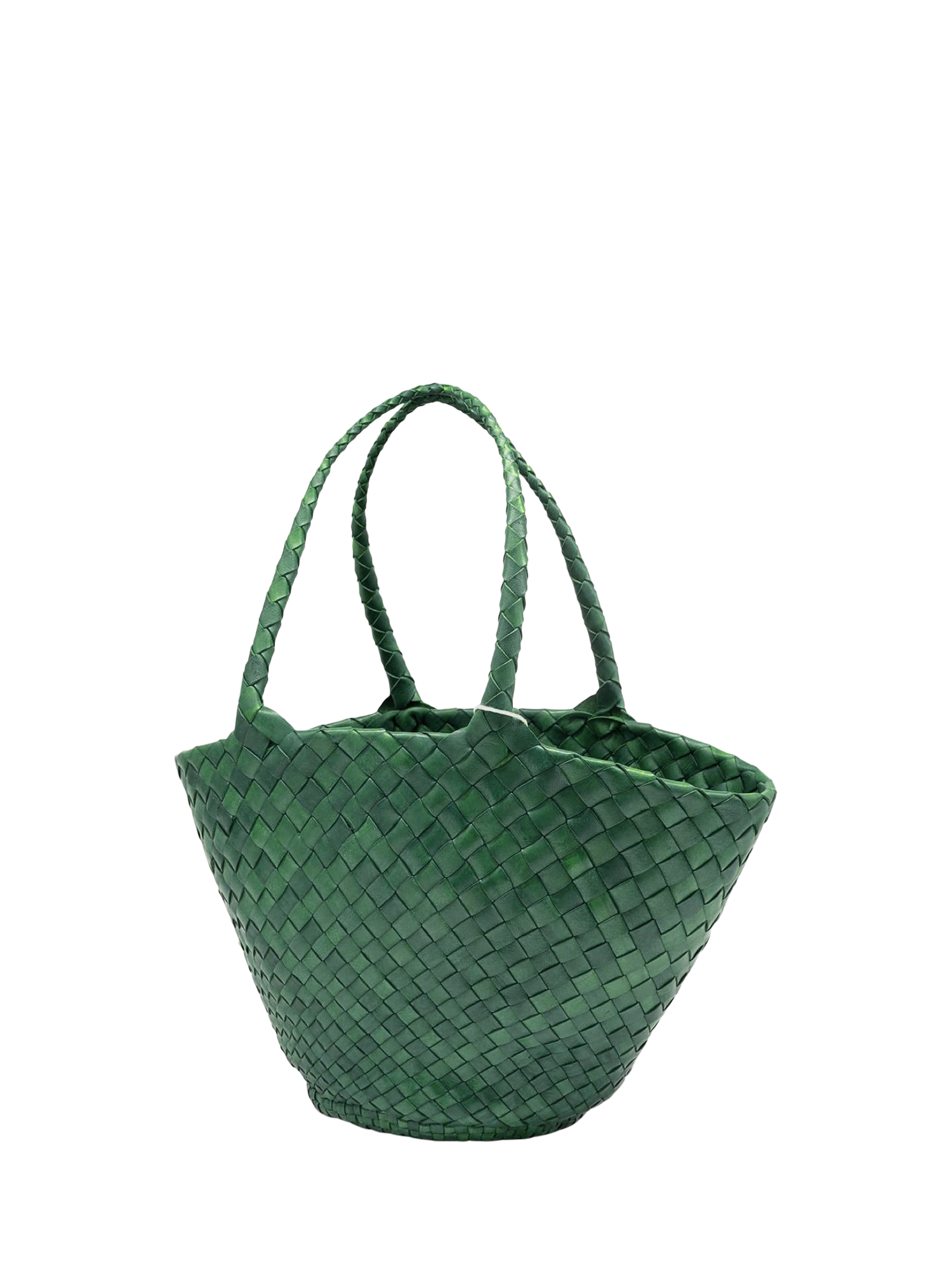 Product image 1 of 2, which shows Dragon Diffusion Egola Woven Leather Tote Bag, Forest