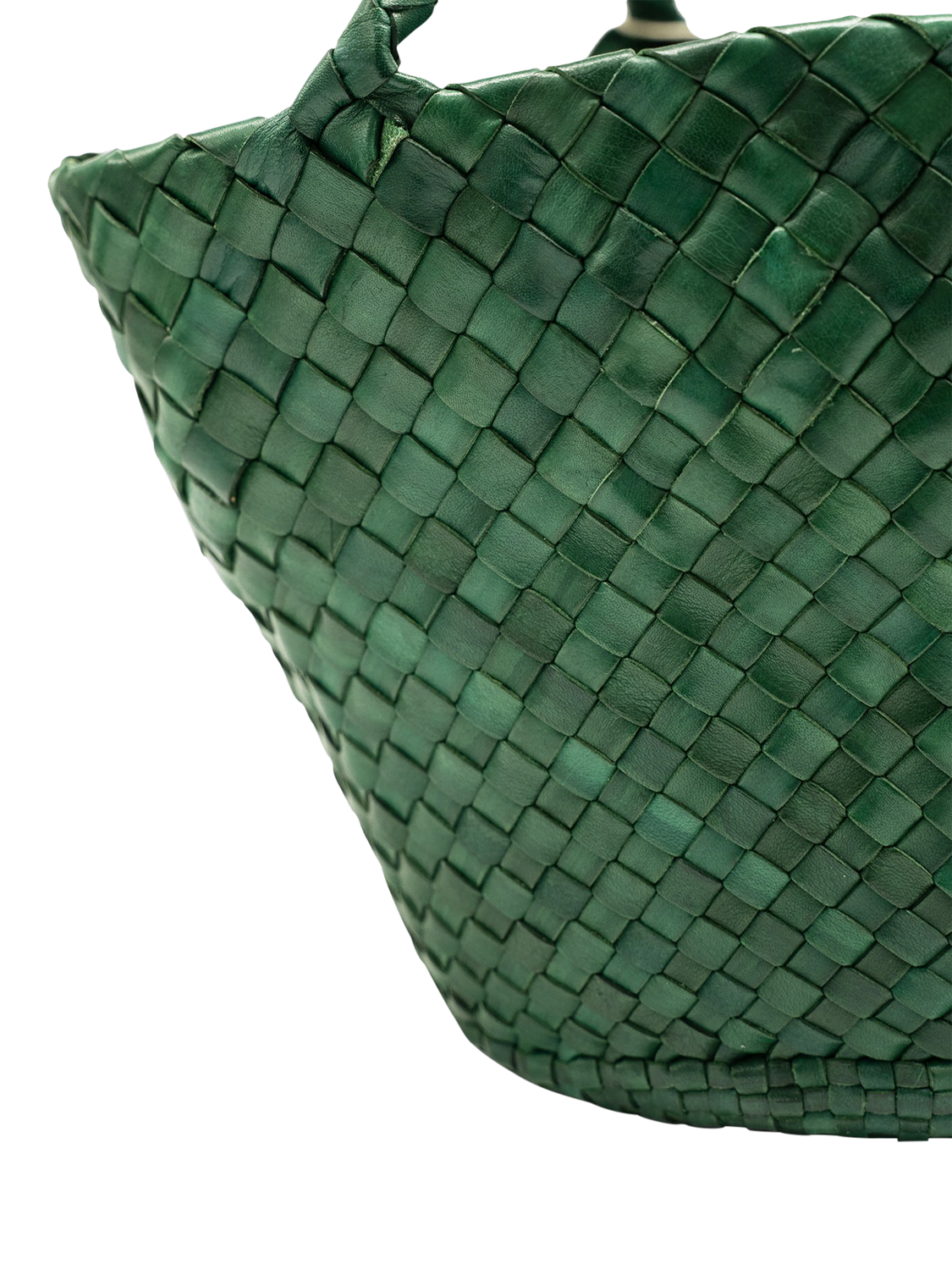Product image 2 of 2, which shows Dragon Diffusion Egola Woven Leather Tote Bag, Forest