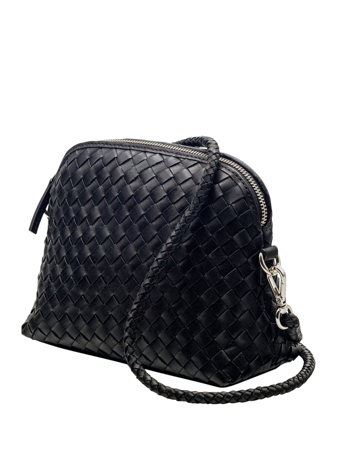 Product image 3 of 3, which shows Dragon Diffusion Chunky Fellini Pochette Woven Leather Cross Body Bag, Black
