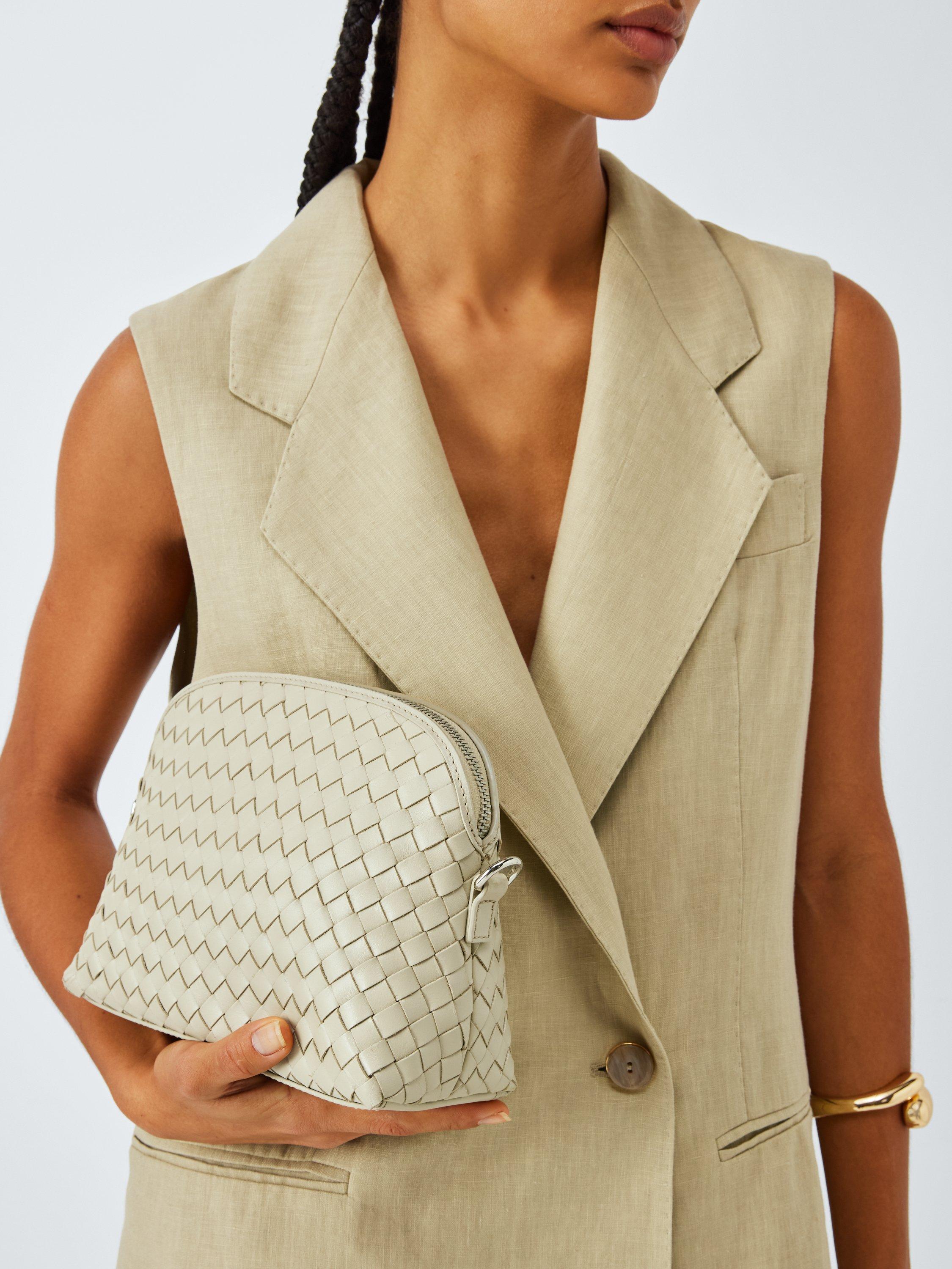 Product image 2 of 6, which shows Dragon Diffusion Chunky Fellini Pochette Woven Leather Cross Body Bag, White