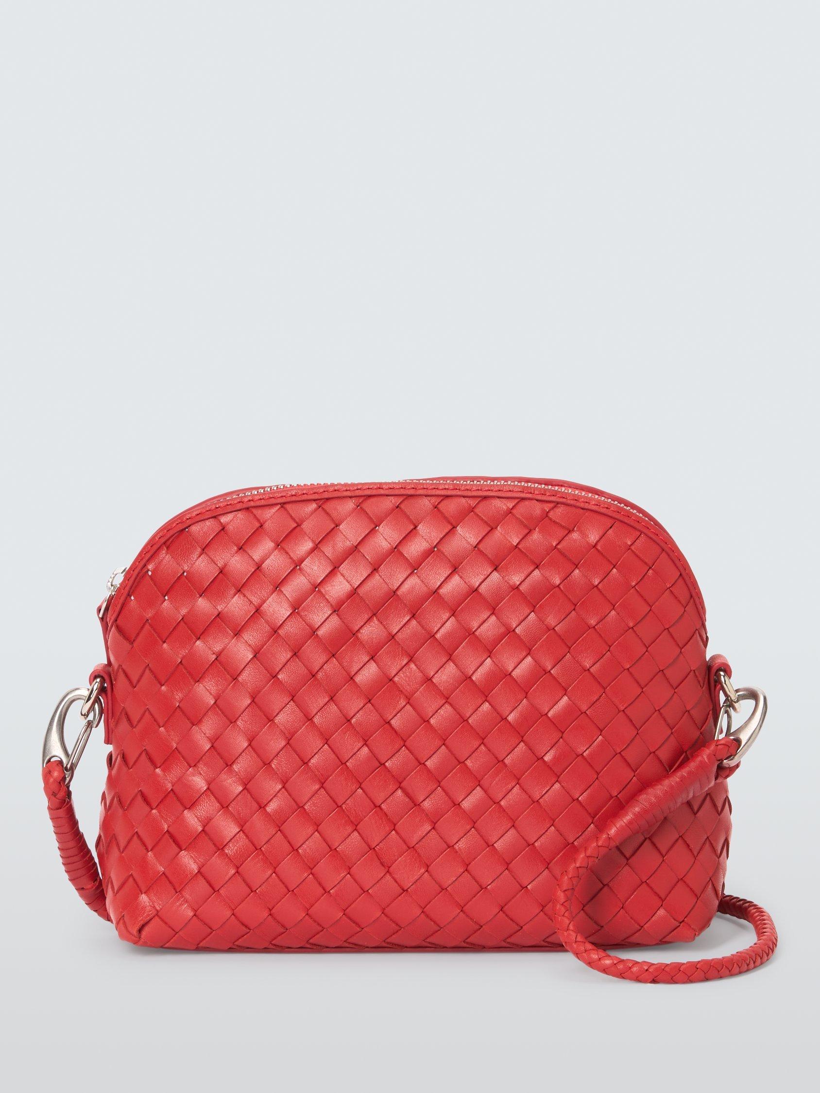 Product image 1 of 6, which shows Dragon Diffusion Chunky Fellini Pochette Woven Leather Cross Body Bag, Red