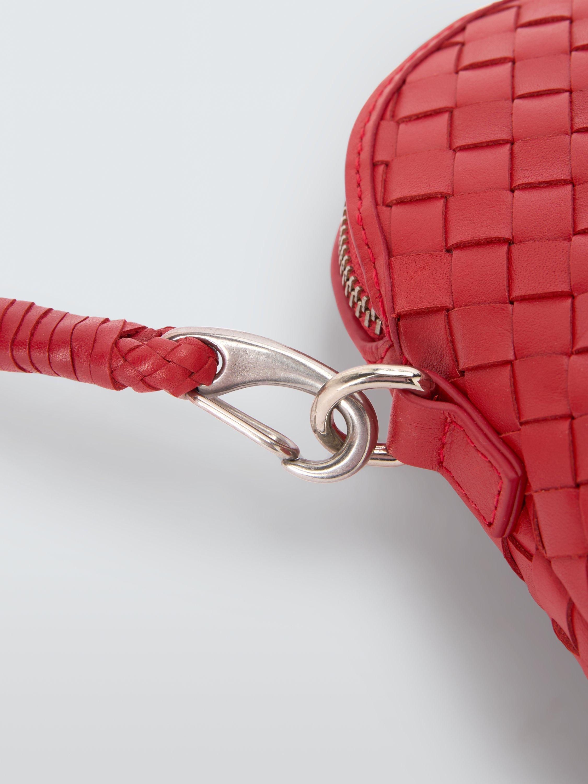 Product image 6 of 6, which shows Dragon Diffusion Chunky Fellini Pochette Woven Leather Cross Body Bag, Red
