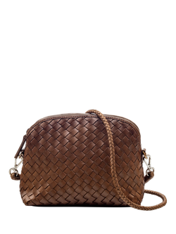 Dragon Diffusion Chunky Fellini Pochette Woven Leather Cross Body Bag, Tan