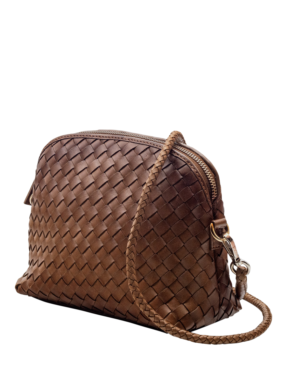 Product image 3 of 4, which shows Dragon Diffusion Chunky Fellini Pochette Woven Leather Cross Body Bag, Tan