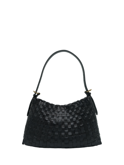 Dragon Diffusion Hobo Salvage Woven Leather Shoulder Bag, Black, Black