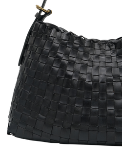 Dragon Diffusion Hobo Salvage Woven Leather Shoulder Bag, Black - view 2, Black