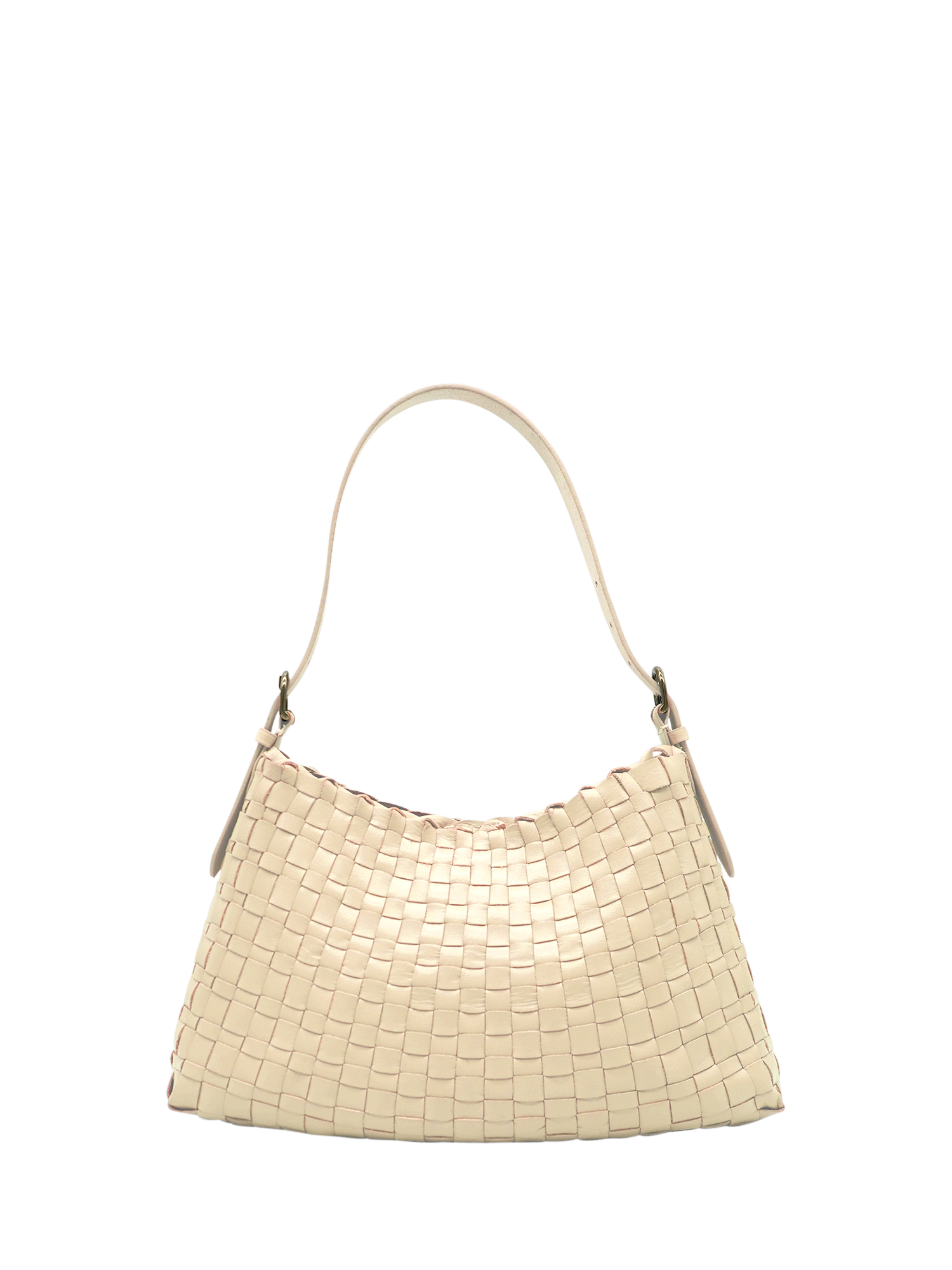 Dragon Diffusion Hobo Salvage Woven Leather Shoulder Bag, Pearl